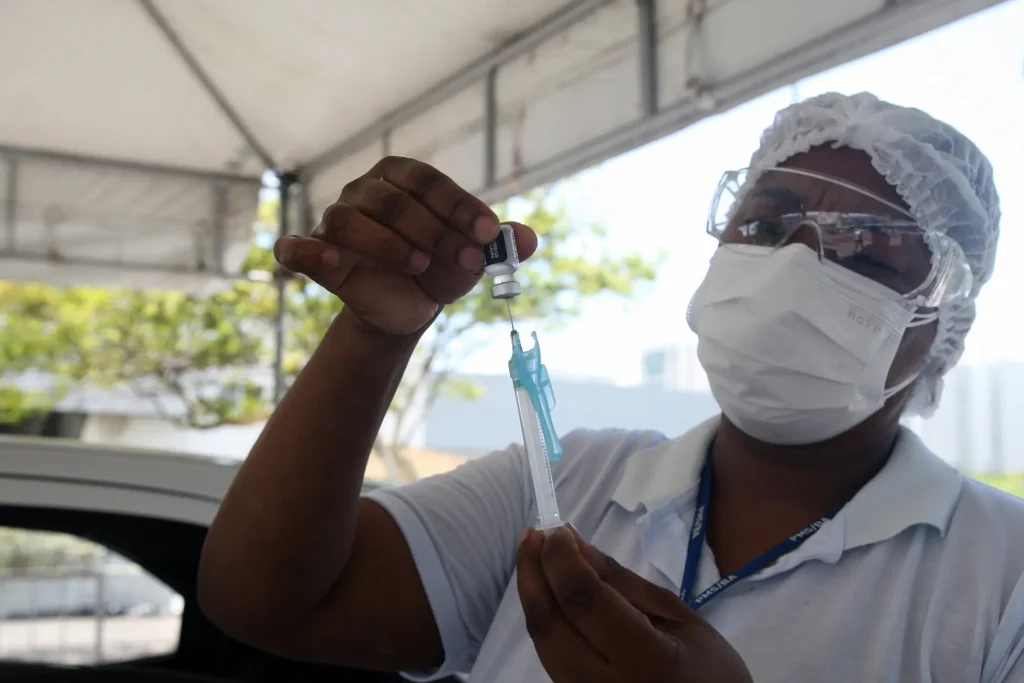 Flu vaccine being prepared